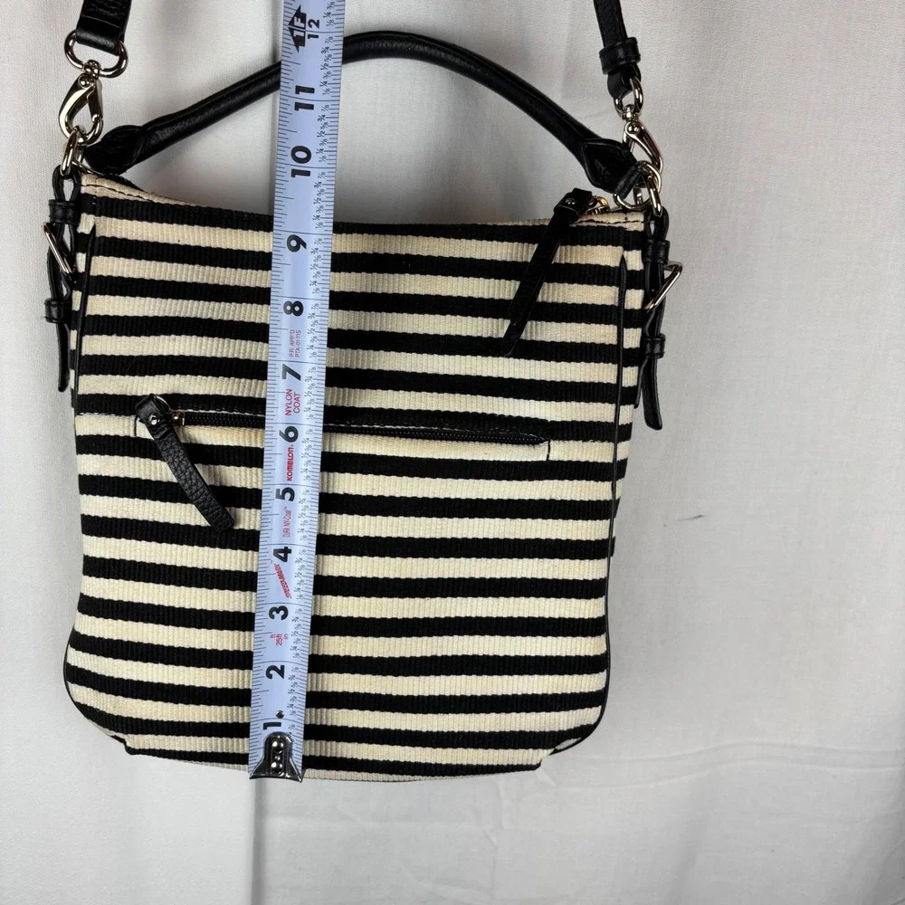 Kate Spade Black White Striped Crossbody Bag Top Handle Purse PXRU4669